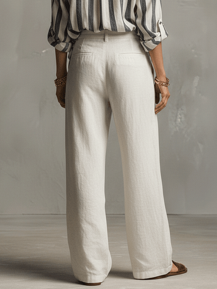 Relaxed Linen Wide-Leg Pants In Soft Ivory
