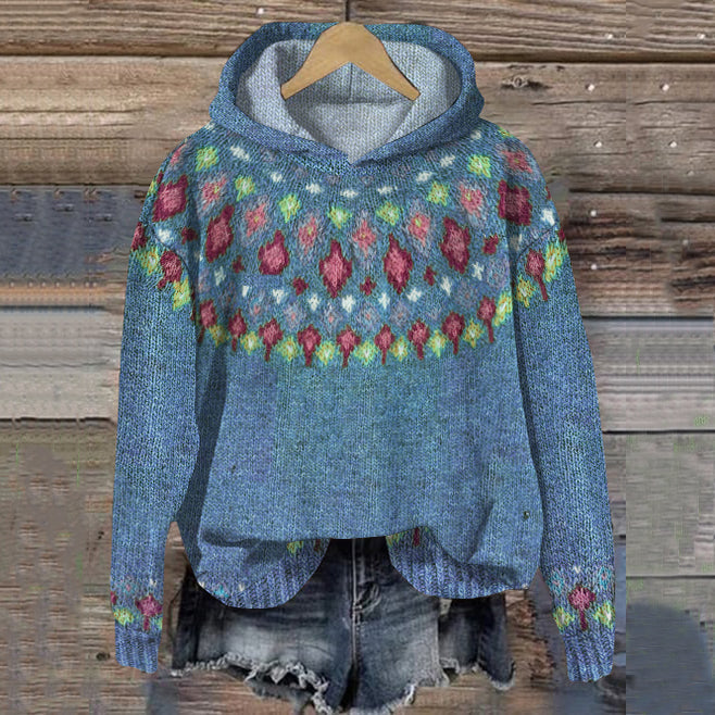 Carolyne™ Cozy Nordic Knit Hoodie