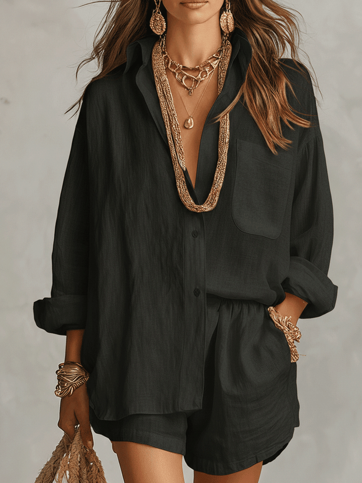 Bohemian Linen Oversized Shirt With Easy Shorts