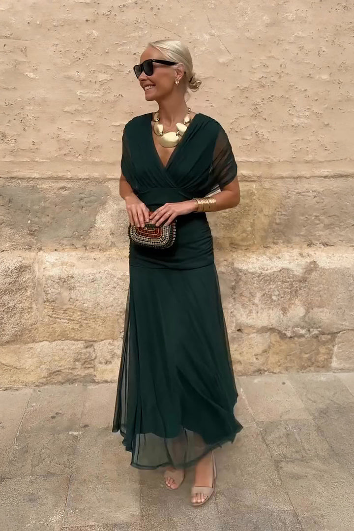 Elegant V-neck Fantasy Party Maxi Dress