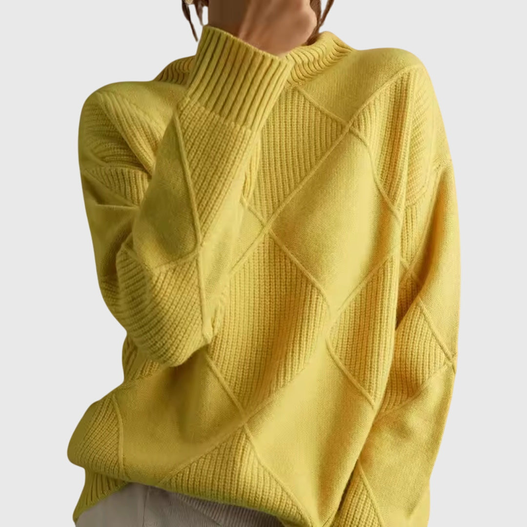Laurel - Modern Geometric Turtleneck Sweater