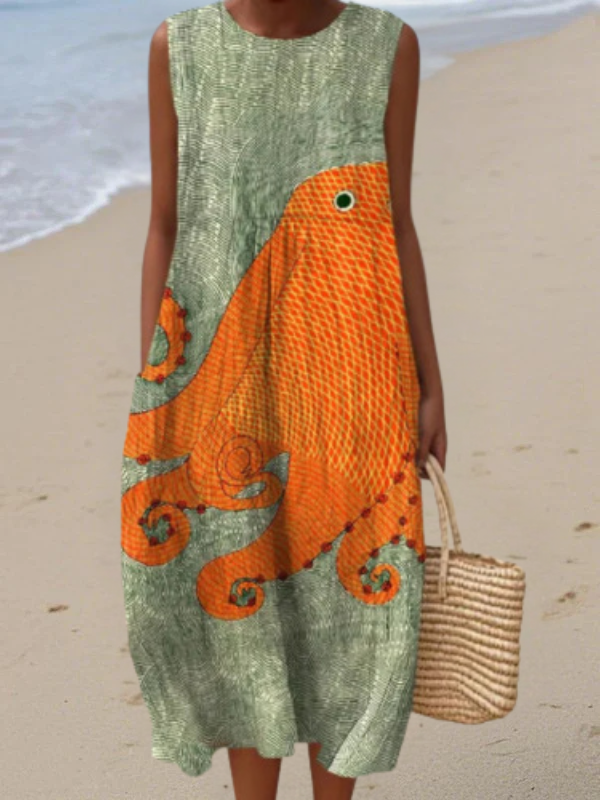 Leah | Polka Colorblock Midi Dress