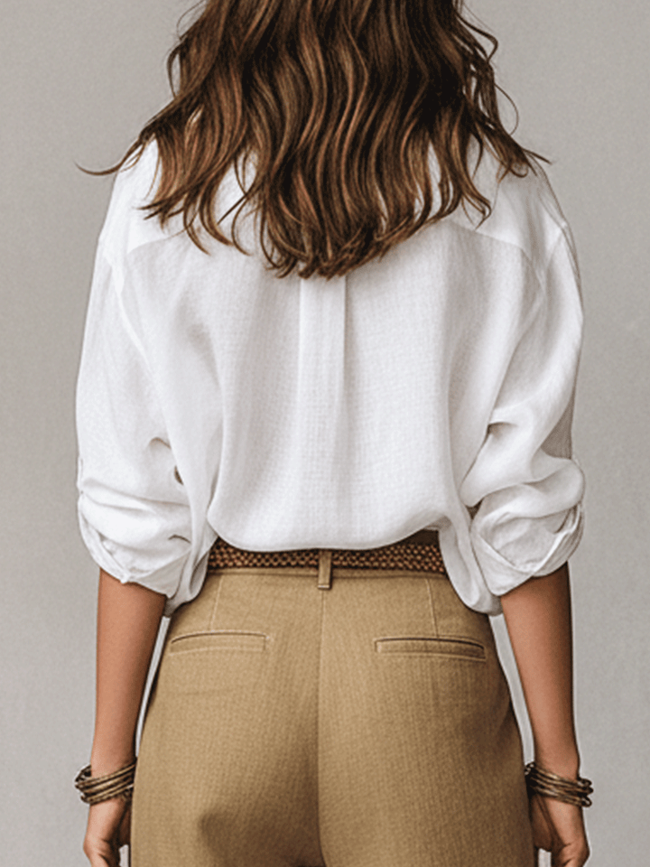 Bohemian Effortless Linen White Blouse