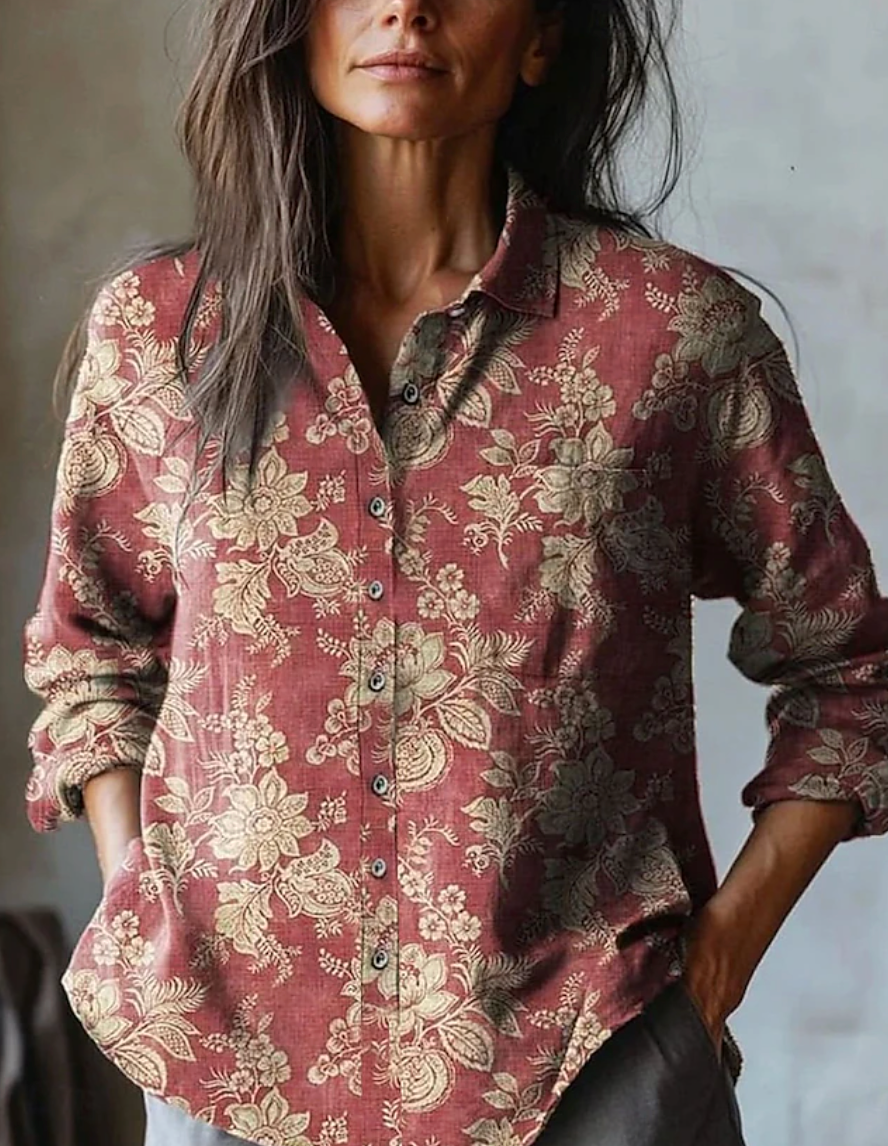 Irise | Floral Embroidered Linen Shirt