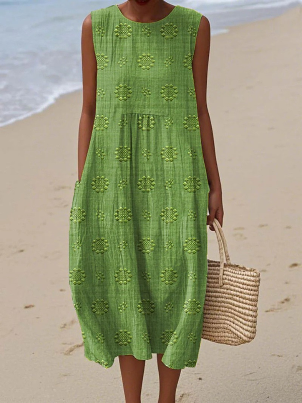 Leah | Polka Colorblock Midi Dress