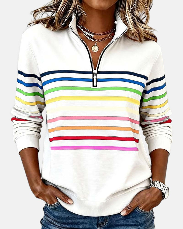 Vienna | Warm Striped Zip Sweatshirt