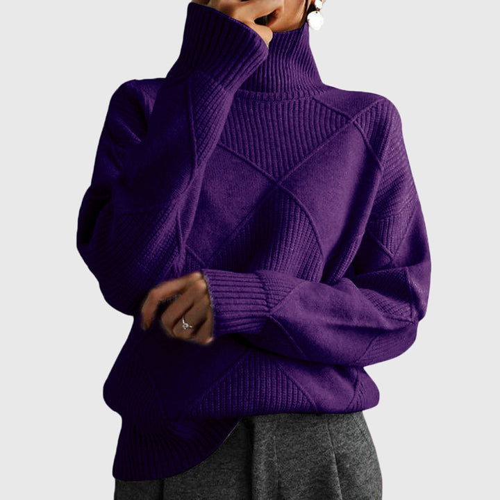 Angela – Modern Geometric Turtleneck Sweater