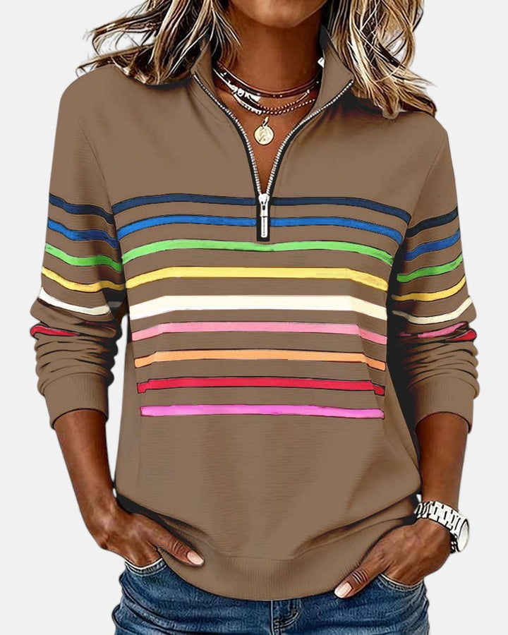 Vienna | Warm Striped Zip Sweatshirt