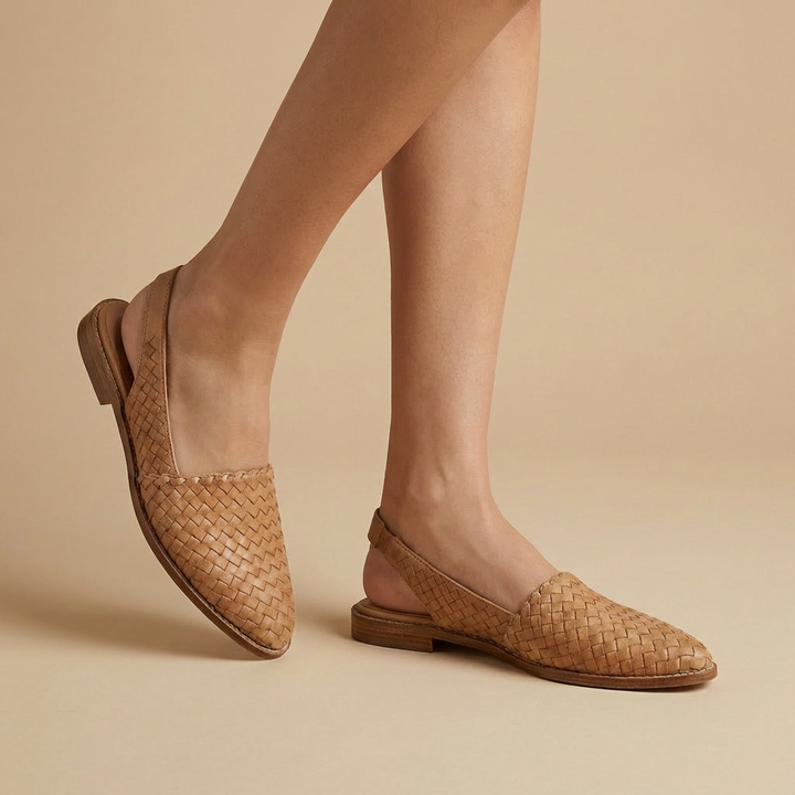 Capri - Woven Slingback Flats - Breathable Comfort Mules with Cushioned Sole