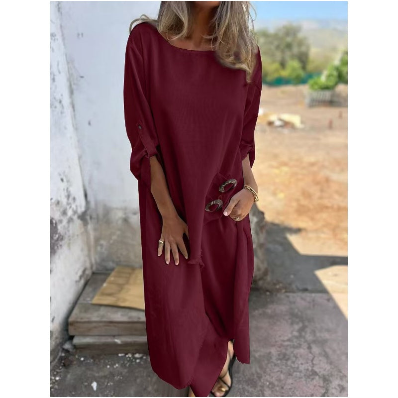 Cotton-Linen Dress + Pants - Comfortable Two-Piece Set