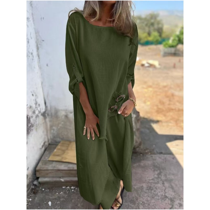 Cotton-Linen Dress + Pants - Comfortable Two-Piece Set