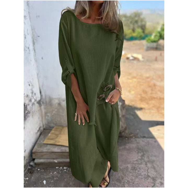 Cotton-Linen Dress + Pants - Comfortable Two-Piece Set